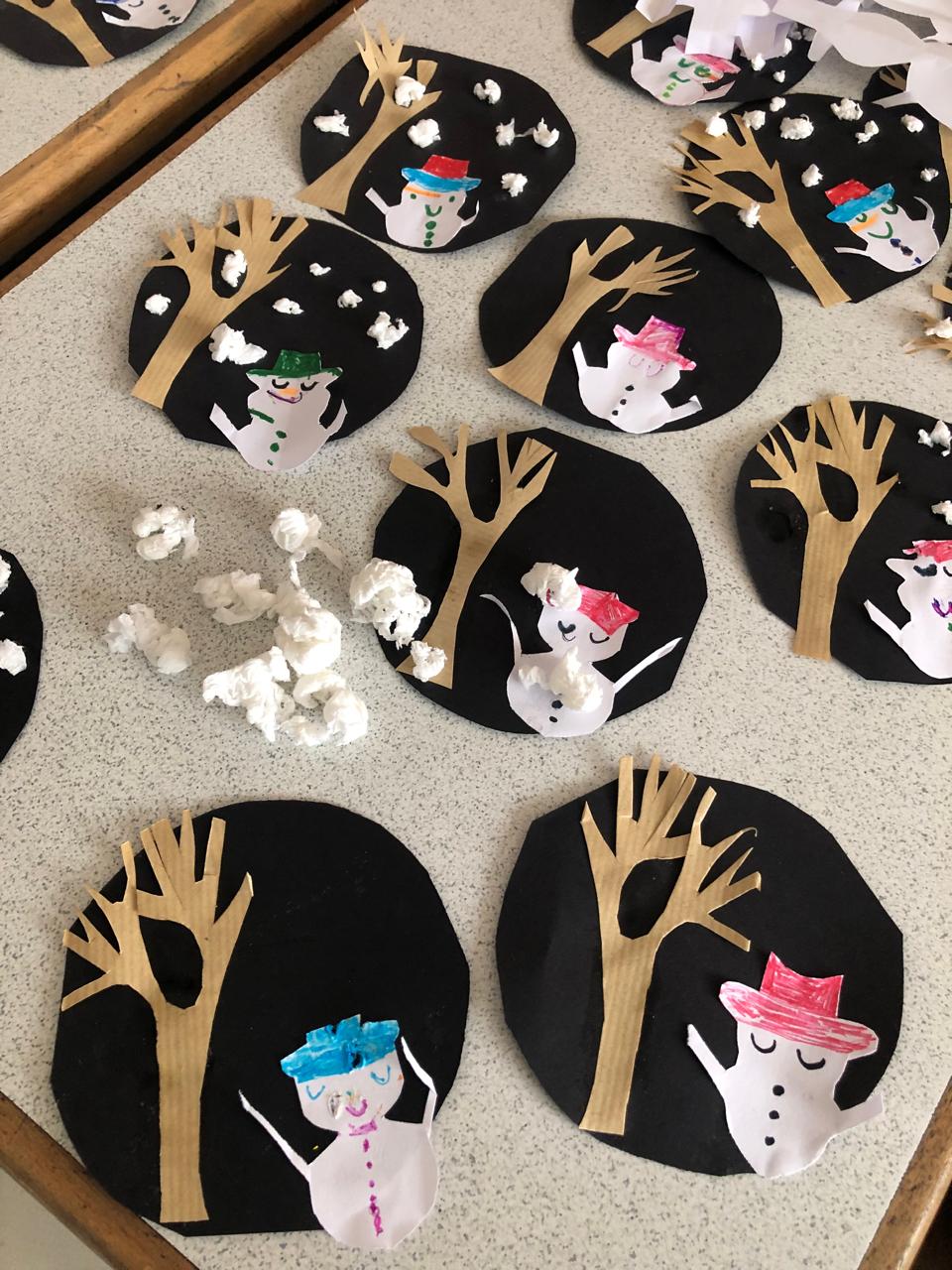 Activité bonhomme de neige au jardin d'enfants Les Heures Joyeuses, Ain Chock Casablanca